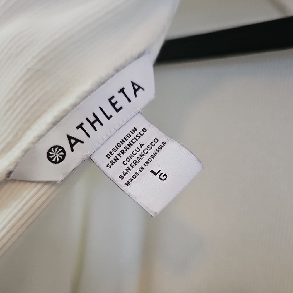 Athleta Soft White Sweater Back V-neck Womens Large - Picture 9 of 9